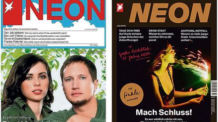 Zwischen diesen beiden Covern liegen 15 Jahre und eine junge Generation. Nach der letzten Ausgabe von „Neon“ wandert die Marke zu Neon.de ins Netz. 