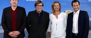 Das Team des ZDF. Katrin Müller-Hohenstein posiert mit Oliver Kahn, Béla Réthy und Hasan Salihamidzic.