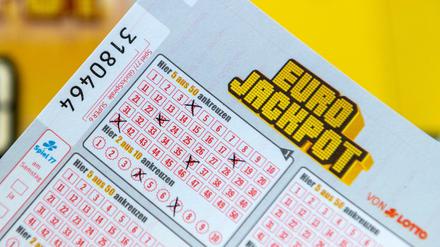 Ein ausgefüllter Eurojackpot-Tippschein