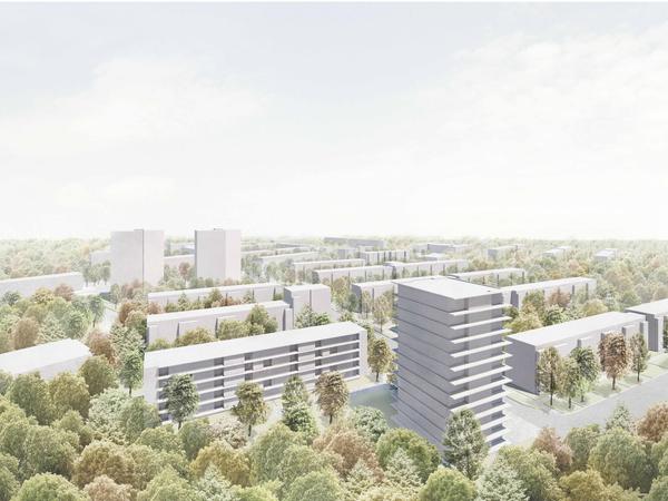 Siegerentwurf beim Architekturwettbewerb für den Neubau in der Straße Zum Kahleberg von Bruno Fioretti Marquez Architekten, Berlin