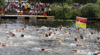 Wasserspaß im Herzen Potsdam. Rund 250 Aktive nahmen wieder am Inselschwimmen teil.