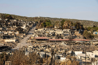 Das zu großen Teilen abgebrannte Lager Moria auf der griechischen Insel Lesbos.