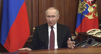 Russlands Präsident Putin äußert sich in seiner Fernsehansprache zu der "besonderen militärischen Operation".