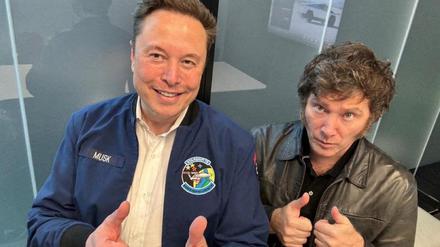 Argentiniens Präsident Javier Milei (r.) und Tesla-Gründer Elon Musk. 