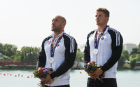Andächtig. Ronald Rauhe (l.) und Tom Liebscher sprinteten 2015 zu Silber. 