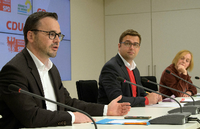 Auf Harmoniekurs. Die Kenia-Fraktionsvorsitzenden Jan Redmann (CDU, l.), Erik Stohn (SPD) und Petra Budke (Grüne).