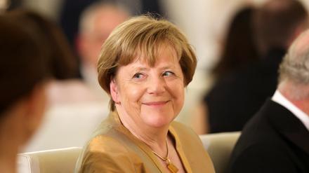 Die ehemalige deutsche Bundeskanzlerin Angela Merkel beim Staatsbankett mit dem britischen König Charles am 29. März 2023 in Berlin.
