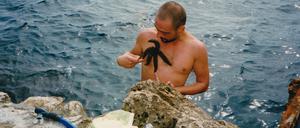 Bruno Pélassy mit einem Steestern am  Coco Beach in Nizza 1997.