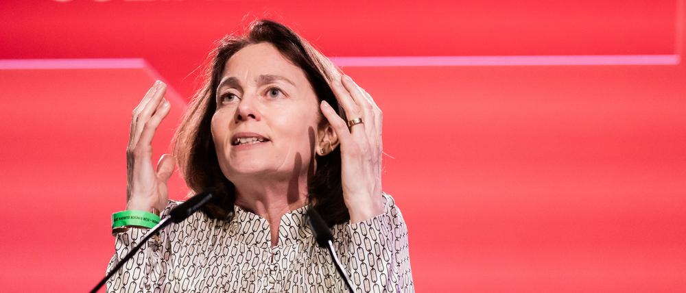 Katarina Barley, SPD-Spitzenkandidatin für die Europawahl, redet am Samstag beim Demokratiekongress der Sozialdemokraten.
