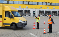 Fahrtraining an der mechanisierten Zustellbases von DHL in Großbeeren in Brandenburg.