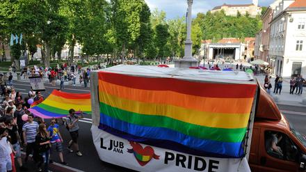 Gay Pride Parade 18.06.2016., Ljubljana, Slovenia - The annual Gay Pride Parade took to the streets and filled the city with color and love. PUBLICATIONxINxGERxSUIxAUTxHUNxONLY ZigaxZivulovicxjr./FAxBobo/PIXSE

Gay Pride Parade 18 06 2016 Ljubljana Slovenia The Annual Gay Pride Parade took to The Streets and Filled The City With Color and Love PUBLICATIONxINxGERxSUIxAUTxHUNxONLY ZigaxZivulovicxjr FAxBobo PIXSE  