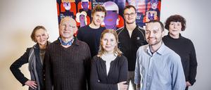 Die Tagesspiegel-Leserjury 2023 (v.l.): Irmela Schuller, Detlev Müller, Arthur Haake, Laura Klemens, Vincent Kelany, Hans Krestel und Jacqueline Blösch. 