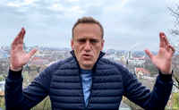 Alexej Nawalny, Oppositionspolitiker aus Russland, ist während einer Gerichtsverhandlung per Video aus einem Gefängnis zugeschaltet. Foto: Evgeny Feldman/Meduza/AP/dpa
