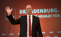 Olaf Scholz während seiner Rede bei der digitalen Landesvertreterversammlung der SPD Brandenburg. 