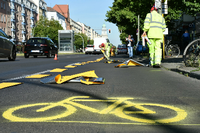 Pop-up-Radwege sind in der Coronakrise in vielen Städten entstanden - hier in Berlin in der Frankfurter Allee.