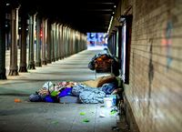 Ein Potsdamer Obdachloser im vergangenen Winter.