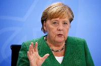 Bundeskanzlerin Angela Merkel (CDU) nach der Live-Schalte mit den Ministerpräsidenten.