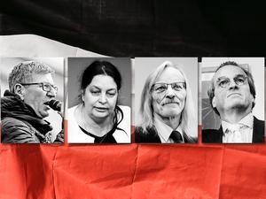 Angeklagte der Reichsbürger-Prozesse: Michael Fritsch, Birgit Malsack-Winkemann, Maximilian Eder, Heinrich Prinz Reuß