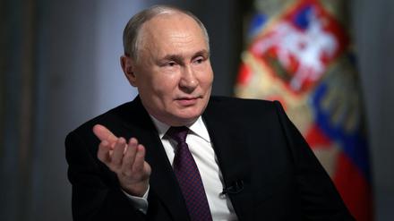 Der russische Präsident Wladimir Putin während eines Interviews in Moskau, Russland, 12. März 2024. 