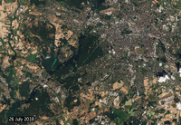 Die Potsdamer Region aus Sicht des Satelliten Sentinel 2, der von der esa betrieben wird (2018).