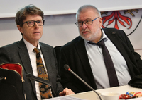 Flughafenchef Engelbert Lütke Daldrup (links) und Aufsichtsratsvorsitzender Rainer Bretschneider.