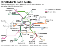 Streik der S-Bahn Berlin - Basisprogramm sieht stark ausgedünntes Grundprogramm vor, weitgehend im 20-Minuten-Takt