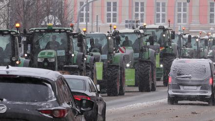 Landwirte-Demo, Traktor-Demo, Traktoren, Bauern, Bauernprotest, Agrarwende, 
Foto: Ottmar Winter PNN 