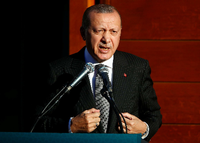 Recep Tayyip Erdogan bei seiner Ansprache zur Eröffnung der Ditib-Zentralmoschee in Köln.