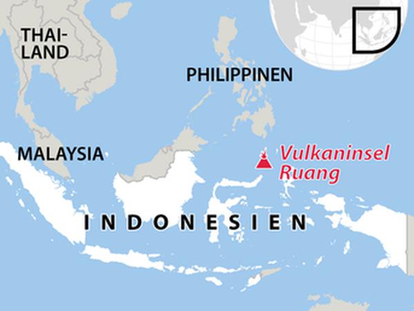 Der Vulkan liegt im Sangihe-Archipel, eine indonesische Insel, nordöstlich von Sulawesi.