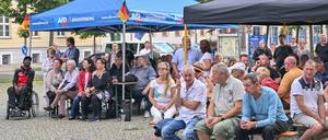Zum Wahlkampfabschluss am Samstag kamen 200 Menschen auf den Seelower Marktplatz.