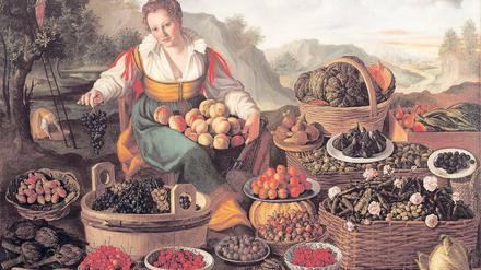 Reichhaltige Kost für Fleischverächter. Vincenzo Campis Gemälde „Die Obstverkäuferin“ (um 1580) aus der Pinacoteca di Brera in Mailand. Foto: akg-images / Electa