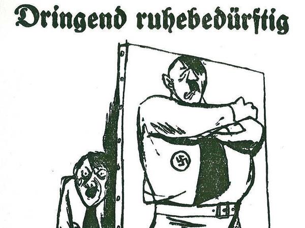 Bevor er für die Nazis Propagandawerke zeichnete, spießte Ohser Hitler in Karikaturen für die SPD-Parteizeitung „Vorwärts“ auf (1932, kl. Bild unten). Fotos: Südverlag