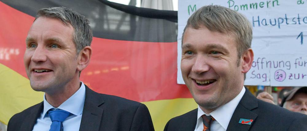 Die Freunde vom "Flügel": Der AfD-Landesvorsitzende Björn Höcke und Sachsen-Anhalts AfD-Chef Andre Poggenburg.