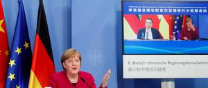 Zusammengeschaltet: Kanzlerin Angela Merkel und Chinas Ministerpräsident Li Keqiang