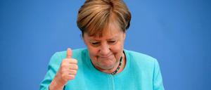 Bundeskanzlerin Angela Merkel (CDU) bei der Pressekonferenz in Berlin.