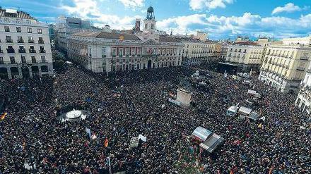 Zehntausende demonstrierten am Samstag in Madrid für Podemos. 