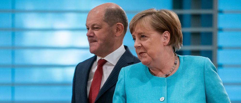 Bundeskanzlerin Angela Merkel (CDU) und Vizekanzler Olaf Scholz (SPD) 
