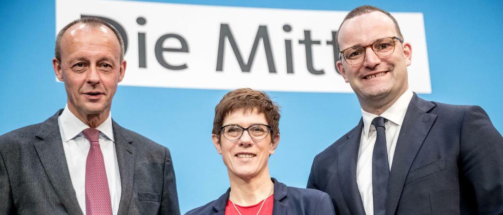 Wer folgt auf Annegret Kramp-Karrenbauer an die CDU-Spitze? Jens Spahn, Friedrich Merz, oder Armin Laschet (nicht im Bild)?