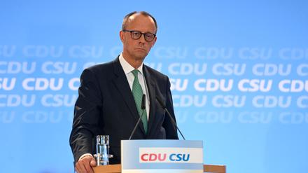 CDU-Chef Friedrich Merz nach der Präsidiumsklausur von CDU und CSU in Köln.