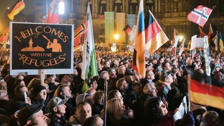Pegida-Demonstranten in Dresden. 