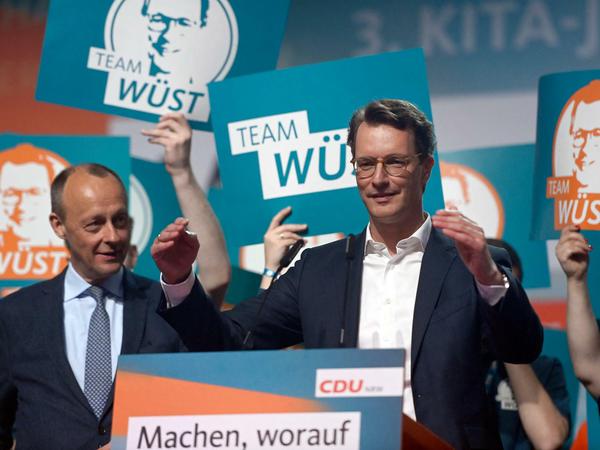 CDU-Chef Friedrich Merz setzt auf einen Sieg von Ministerpräsident Hendrik Wüst in NRW.