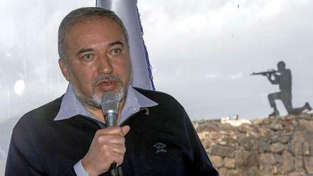 Außenminister Avigdor Lieberman bei einem Besuch der von Israel besetzten Golan-Höhen.