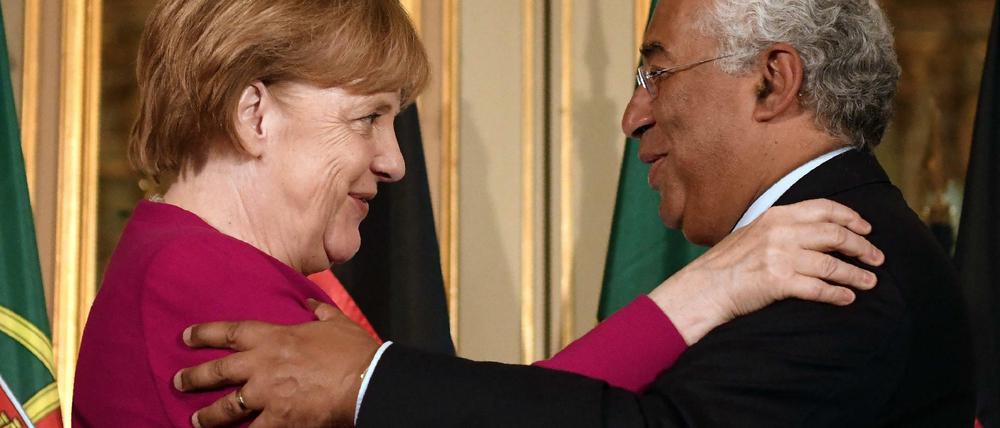 Kanzlerin Angela Merkel und der portugiesische Ministerpräsident Antonio Costa am Donnerstag in Lissabon.