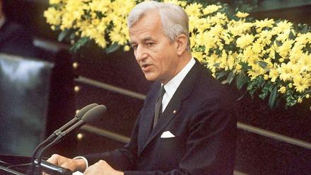 Richard von Weizsäcker am 8. Mai 1985 im Bundestag.