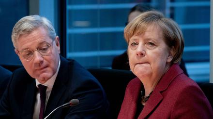 Bundeskanzlerin Angela Merkel (CDU) im Auswärtigen Ausschuss des Bundestages.