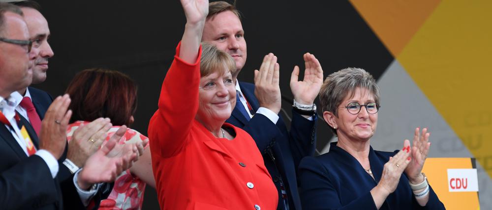 Bundeskanzlerin Angela Merkel auf der Wahlkampfveranstaltung der CDU am Dienstag in Brandenburg (Havel).