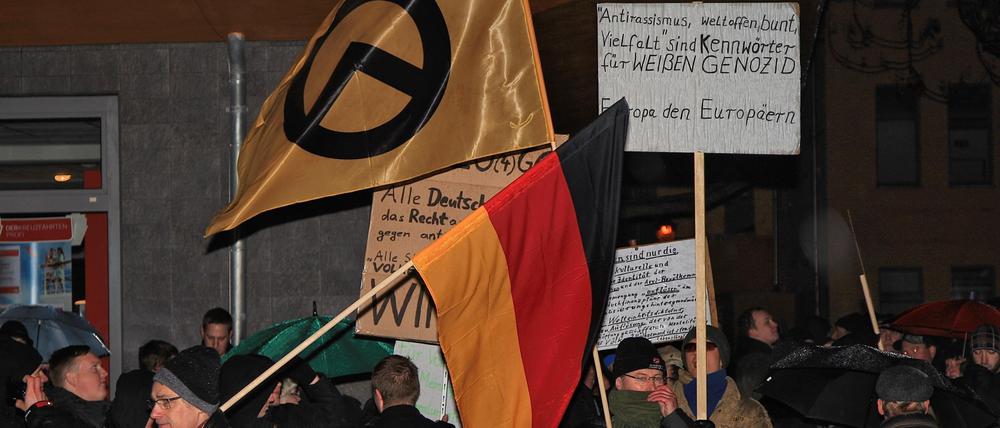 Demonstration des fremdenfeindlichen Pegida-Ablegers Bramm Ende Januar in Brandenburg/Havel.