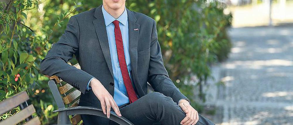 Neuland Wahlkampf. Floris Beer ist mit 17 Jahren der jüngste Kandidat bei der Bundestagswahl. Er tritt im Wahlkreis 63, zu dem Frankfurt (Oder) gehört, für Die Partei an.