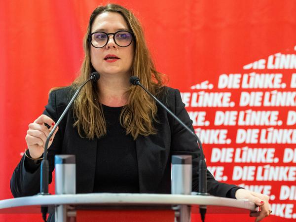 Anja Mayer, Landesvorsitzende der Linken in Brandenburg.