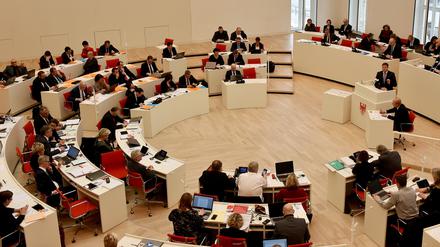 Der Plenarsaal des Landtags Brandenburg in Potsdam.